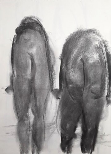 Etude dessinée nus masculins - fusain 58X42 cm